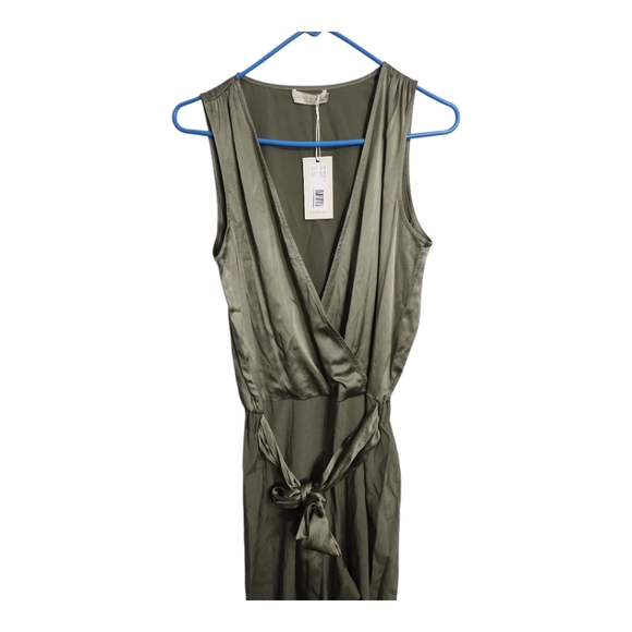 Ramy Brooks‎ Alvina Silk Sage Green Tie Waist Party Office Feminine  Jumpsuit M - Picture 6 of 11